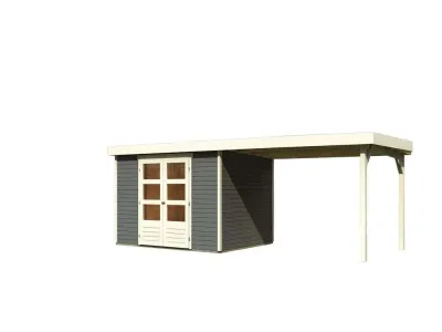Gartenhaus SET Askola 5 19 mm terragrau, inkl. 2,8 m Anbaudach Produktbild #3