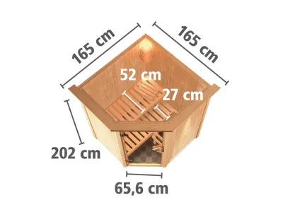 Systemsauna Larin mit Dachkranz, Holztür mit Isolierglas Produktbild #6
