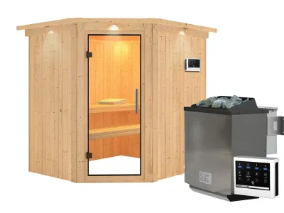 Sauna Systemsauna Siirin mit Dachkranz, inkl. 9 kW Bio-Ofen mit externer Steuerung Produktbild #12