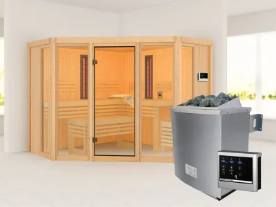 Multifunktionssauna Asta mit bronzierter Glastür + 9 kW Saunaofen ext. Strg. Produktbild #8