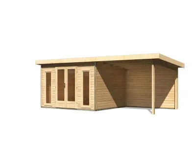 Gartenhaus SET Radeburg 2 40 mm naturbelassen inkl. 3,3 m Anbaudach + Rückwand Produktbild #5