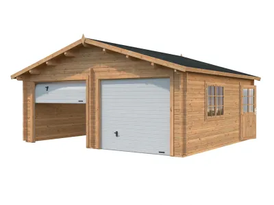 Garage Roger 28,4 m² mit Sektionaltor 44 mm braun tauchimprägniert Produktbild #1