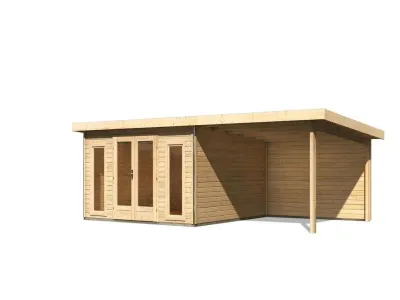 Gartenhaus SET Radeburg 3 40 mm naturbelassen inkl. 3,3 m Anbaudach + Rückwand Produktbild #4