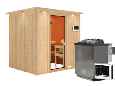 Sauna Systemsauna Sodin mit Dachkranz, inkl. 9 kW Bio-Ofen mit externer Steuerung Produktbild #9