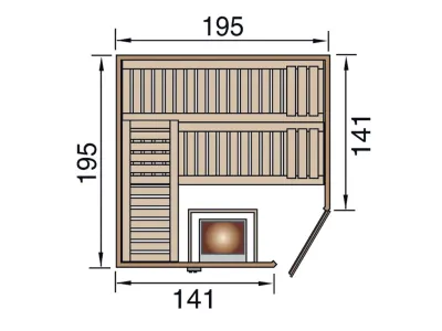 Sauna Massivholzsauna Turku 2 GT graphit Ganzglastür Produktbild #2