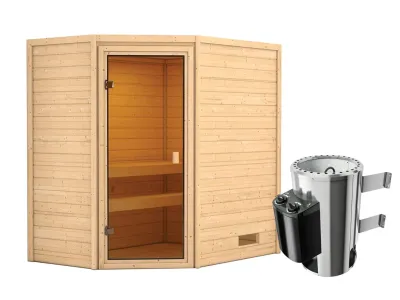 Sauna Jella mit bronzierter Glastür + 3,6 kW Plug & Play Saunaofen integr. Strg. Produktbild #3