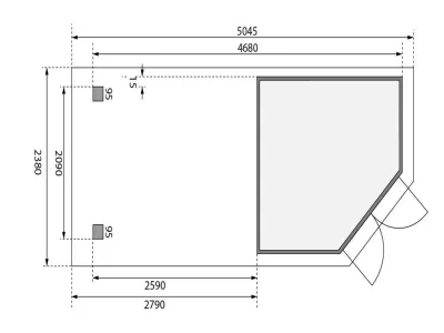 Gartenhaus SET Goldendorf 3 ECO 19 mm terragrau, inkl. 2,8 m Anbaudach Produktbild #10