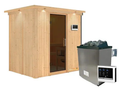 Sauna Systemsauna Bodin mit Dachkranz, inkl. 9 kW Ofen mit externer Steuerung Produktbild #3