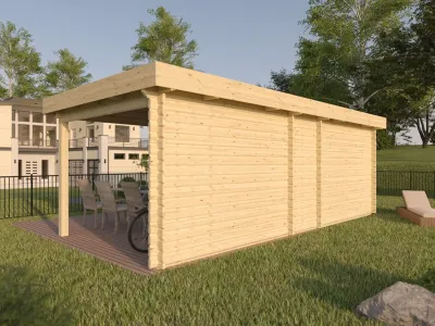 Gartenhaus Blockbohlenhaus Quinn 44 mm naturbelassen Produktbild #3
