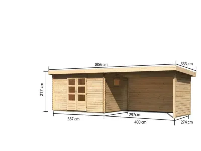 Gartenhaus Blockbohlenhaus Trittau 5 38 mm mit Varianten Produktbild #5