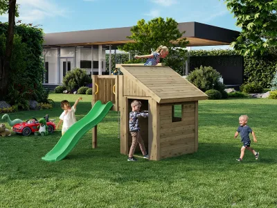 Spielturm Tibalu KDI inkl. Rutsche rot Produktbild #1
