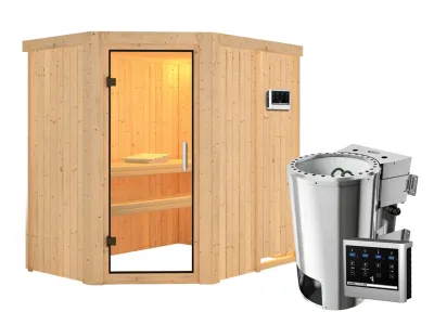 Sauna Systemsauna Saja Klarglas Ganzglastür + Plug & Play Bio-Ofen mit externer Steuerung Produktbild #7
