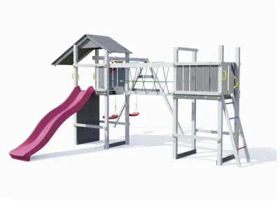 Spielturm Smart 5 Bridge grau/weiß inkl. Rutsche pink Produktbild #4