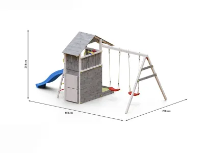 Spielturm Smart 7 grau-weiß inkl. Rutsche blau Produktbild #7