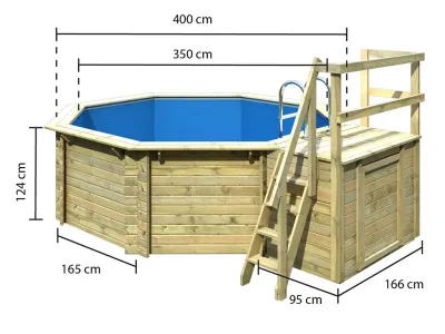 Pool Holzpool Modell 1 Variante B kdi mit 11,3 m³ Volumen mit Sonnenterrasse Produktbild #4