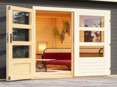 Gartenhaus SET Northeim 3 - Terragrau, inkl. 3,3 m Anbaudach + Rückwand Produktbild #2