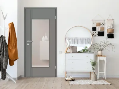 Zimmertür Mala 15 Lavagrau RAL 7037 mit Lichtausschnitt Produktbild #2