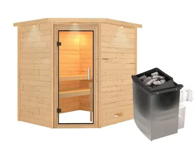 Sauna Massivholzsauna Mia, inkl. 9 kW Bio-Ofen mit externer Steuerung Produktbild #3