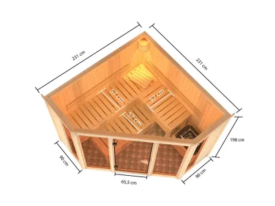 Sauna Alcinda mit bronzierter Glastür + 9 kW Saunaofen integr. Strg. Produktbild #8