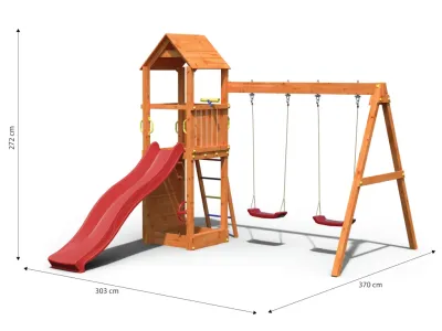Spielturm Flappi teakfarben inkl. Doppelschaukel + Rutsche Produktbild #4