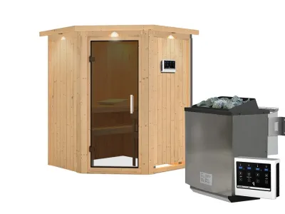 Sauna Systemsauna Larin mit Dachkranz, inkl. 9 kW Bio-Ofen mit externer Steuerung Produktbild #17