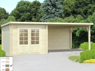 Gartenhaus Blockbohlenhaus Ella 6,9+10,0 m² 28 mm grau tauchimprägniert Produktbild #2