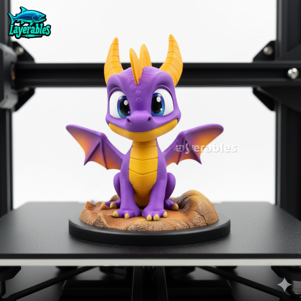 Spyro STL – Chibi Dragon 3D Print Model – Cute Fan Art for Gamers & Fantasy Collectors Model — view 2