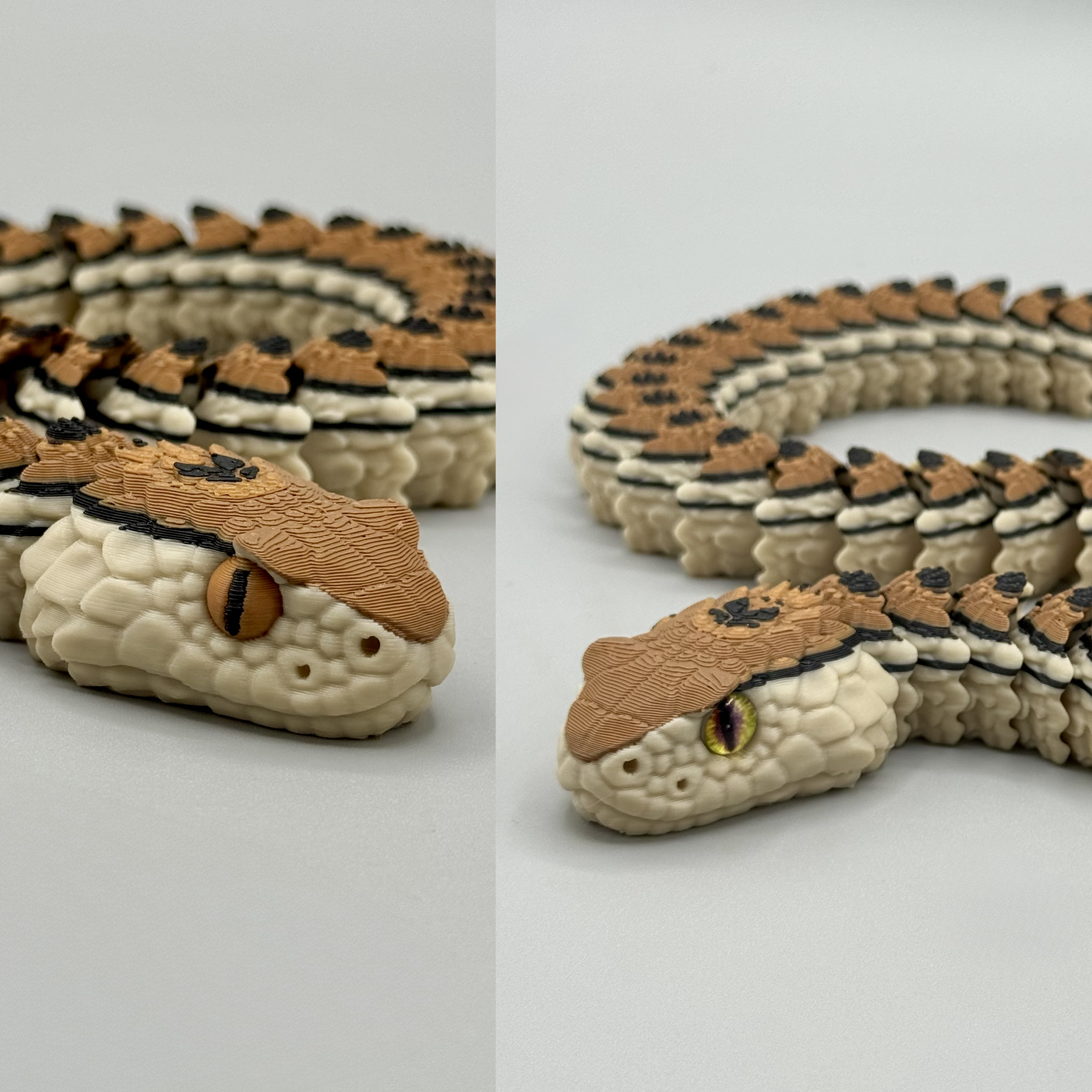 Articulated Rattlesnake | Pre-Painted + Optional 8mm Glass Eye Version 3D STL Model — view 3