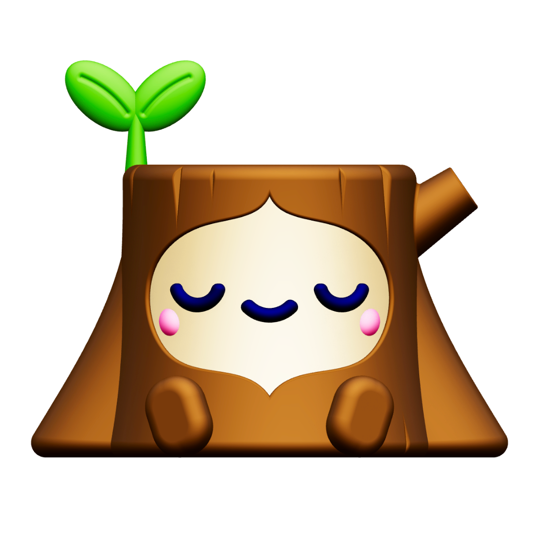 Creature Kin Chipper Figure Cute Tree Stump Art Toy Royalty-Free 3D STL Model — view 3