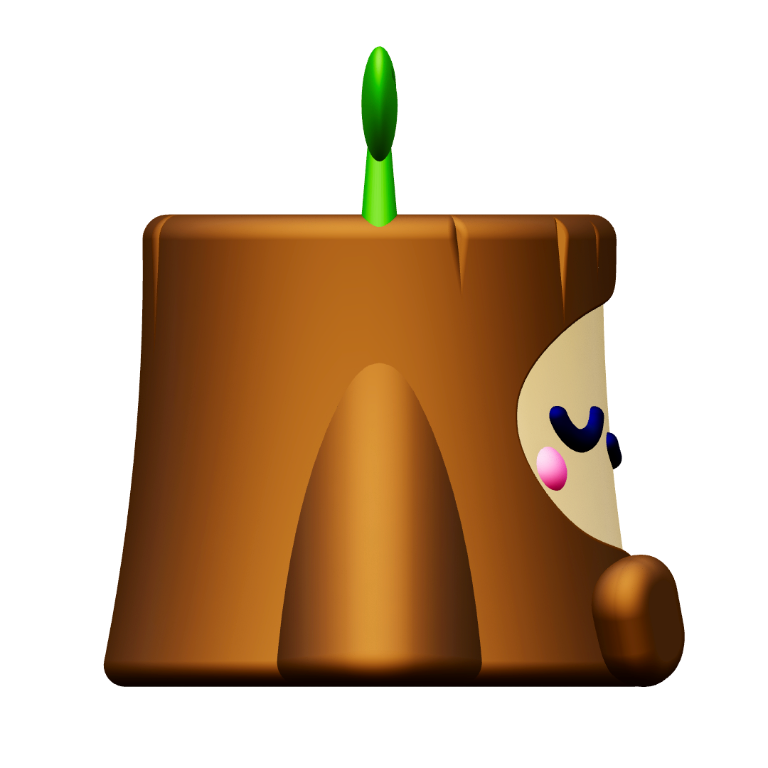 Creature Kin Chipper Figure Cute Tree Stump Art Toy Royalty-Free 3D STL Model — view 4