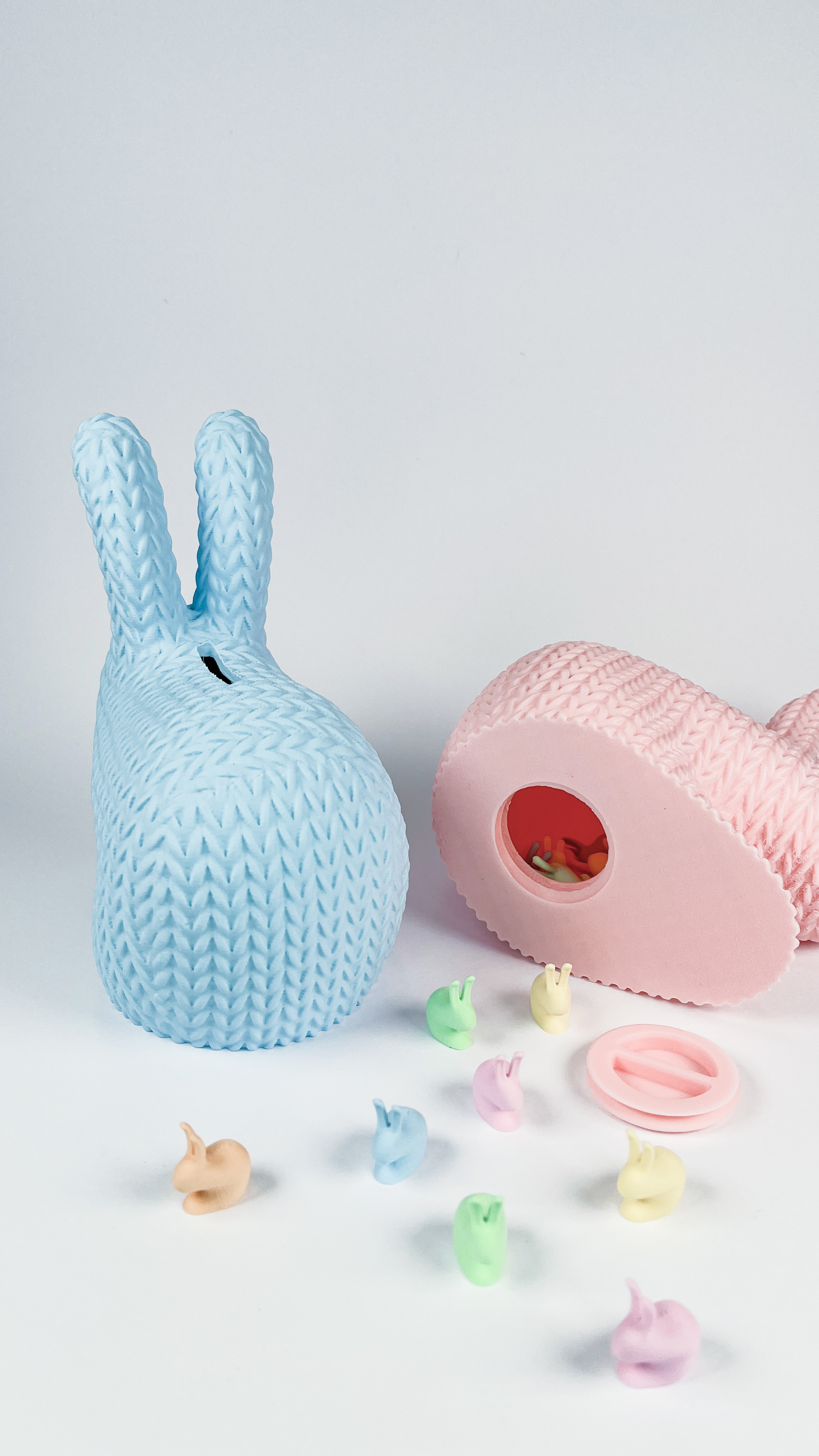 Troy Rabbit Knitted (Container + Piggy Bank Version), Easter Design 3D 3MF Model — view 4