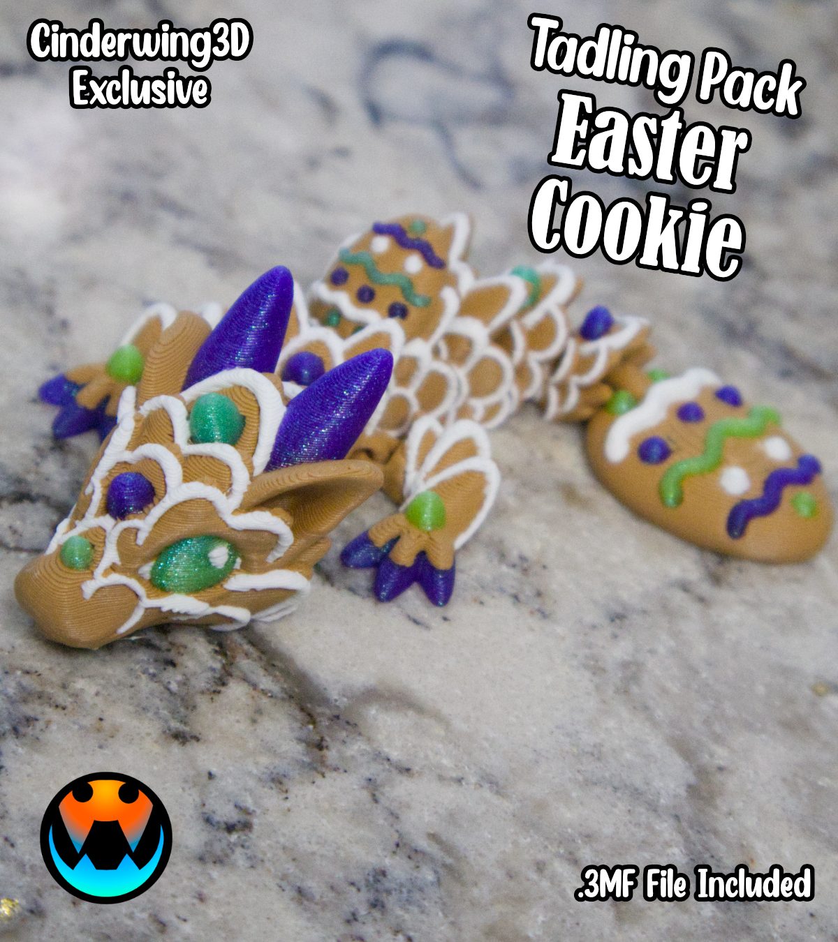 Easter Cookie Tadling, 3D printed in Wentzville MO