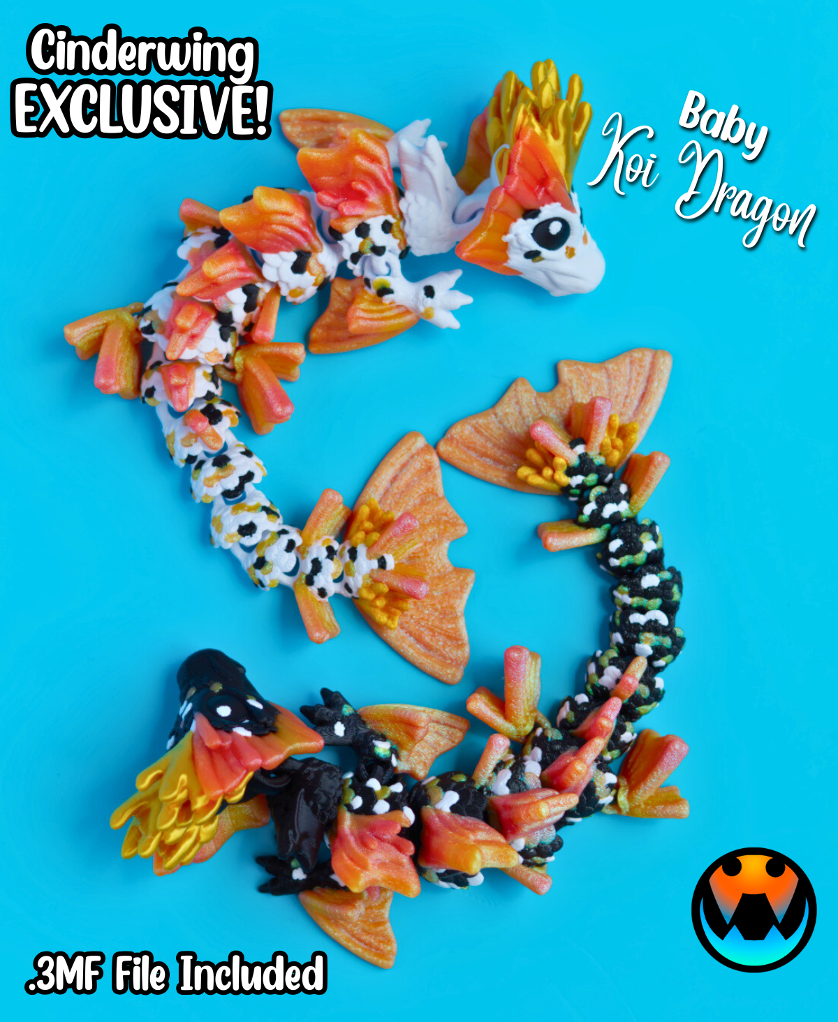 Baby Koi Dragon, 3D printed in Wentzville MO