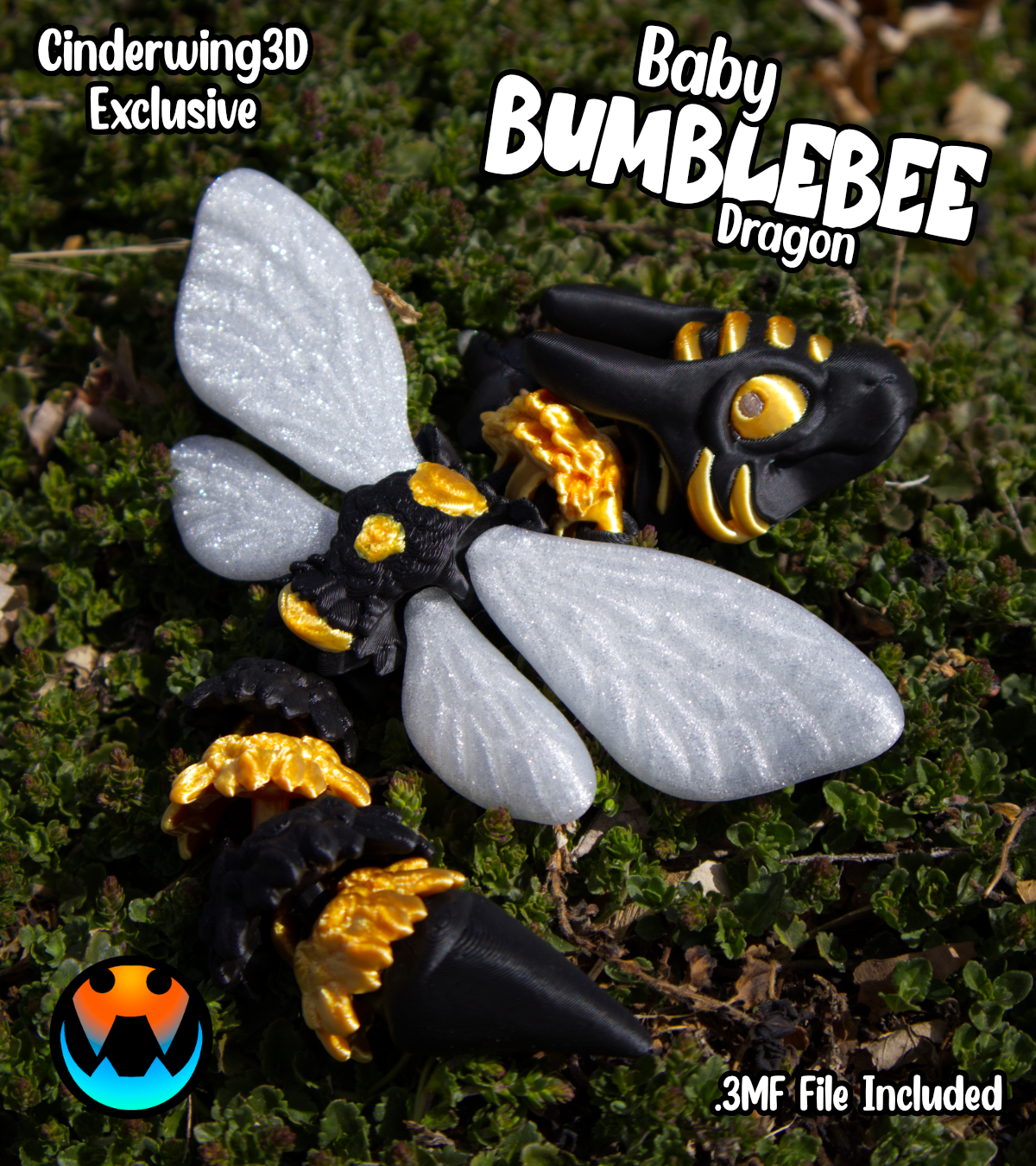 Baby Bumblebee Dragon, 3D printed in Wentzville MO