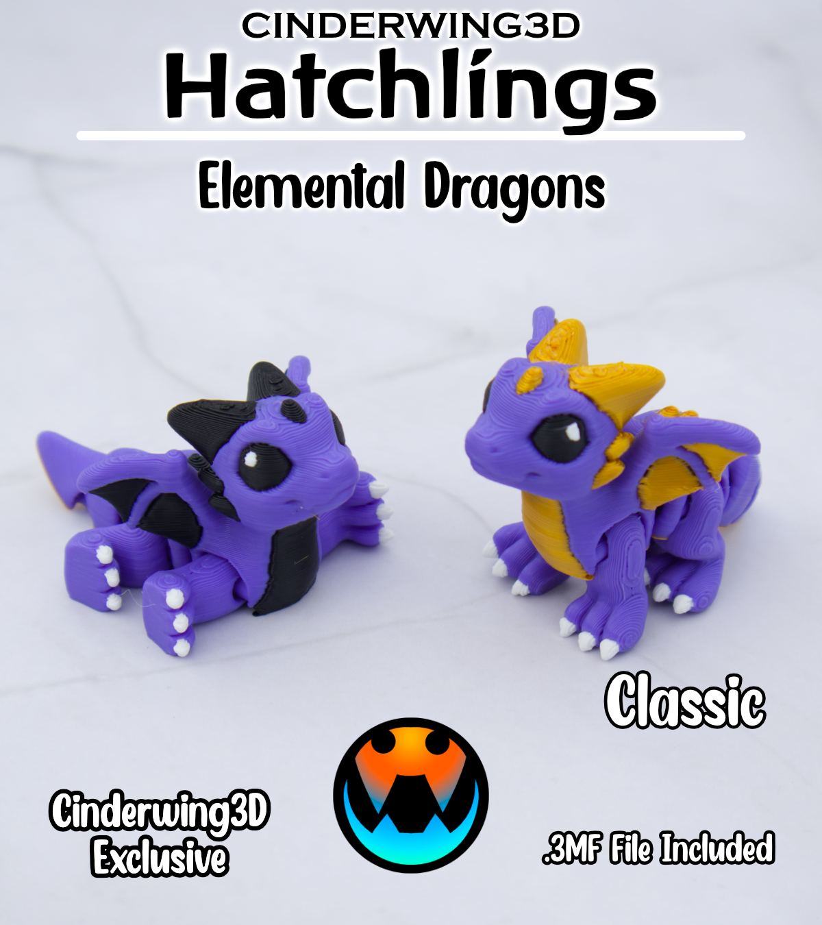 Classic Dragon - Hatchling, 3D printed in Wentzville MO