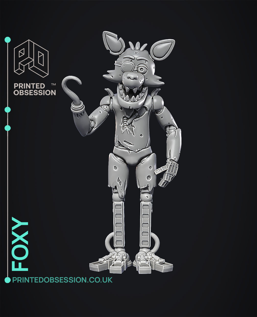 nightmare foxy from fnaf game 3D model 3D printable