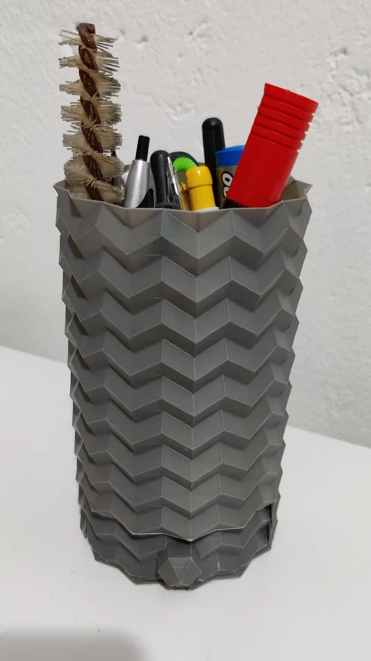 Geometric Origami Pencil pot Pen holder with Drawer - 3D model by  lorenzo.codena on Thangs