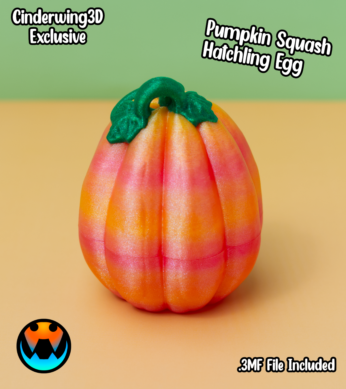 Pumpkin Squash Hatchling Egg, 3D printed in Wentzville MO