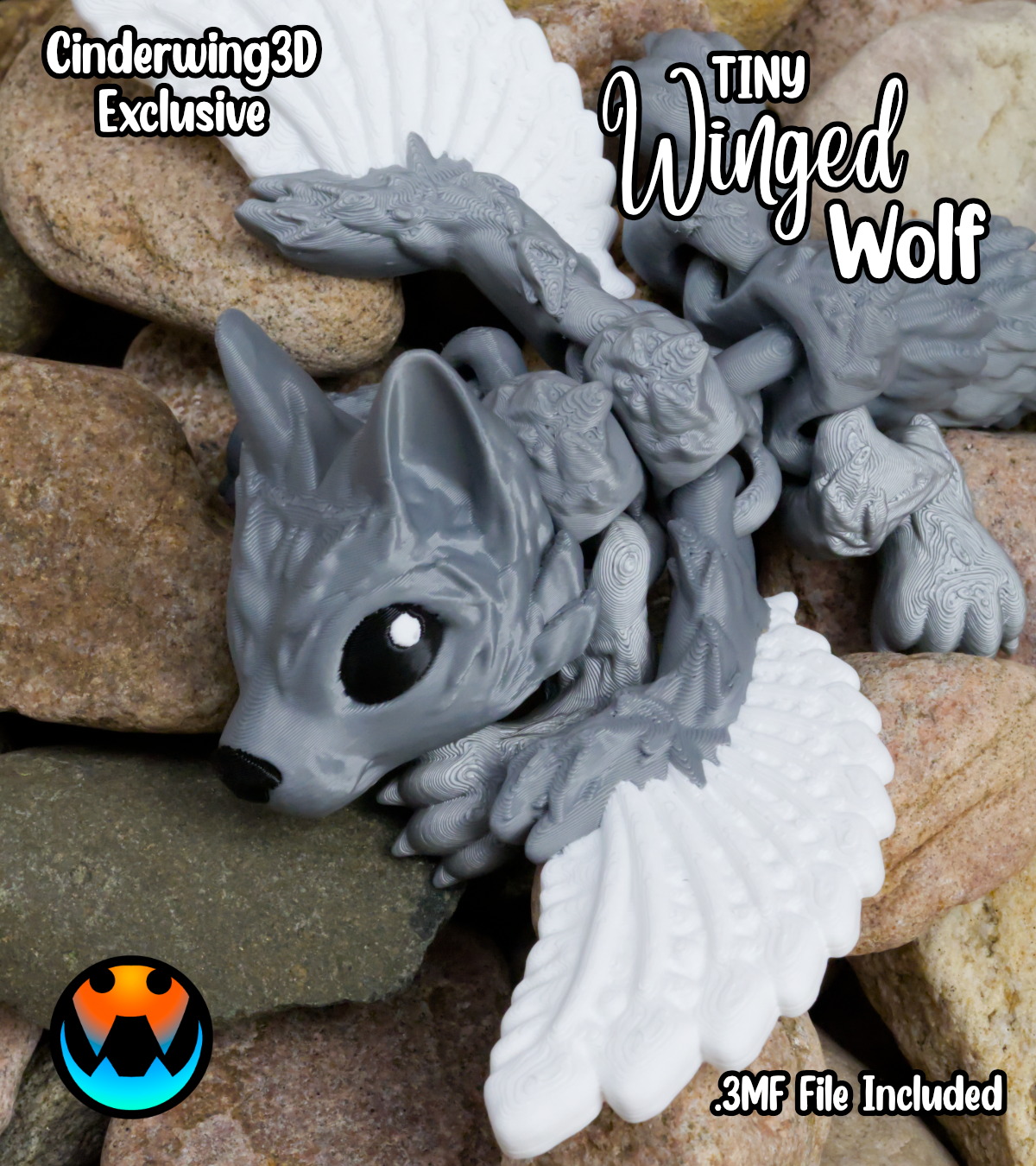 Tiny Winged Wolf, 3D printed in Wentzville MO