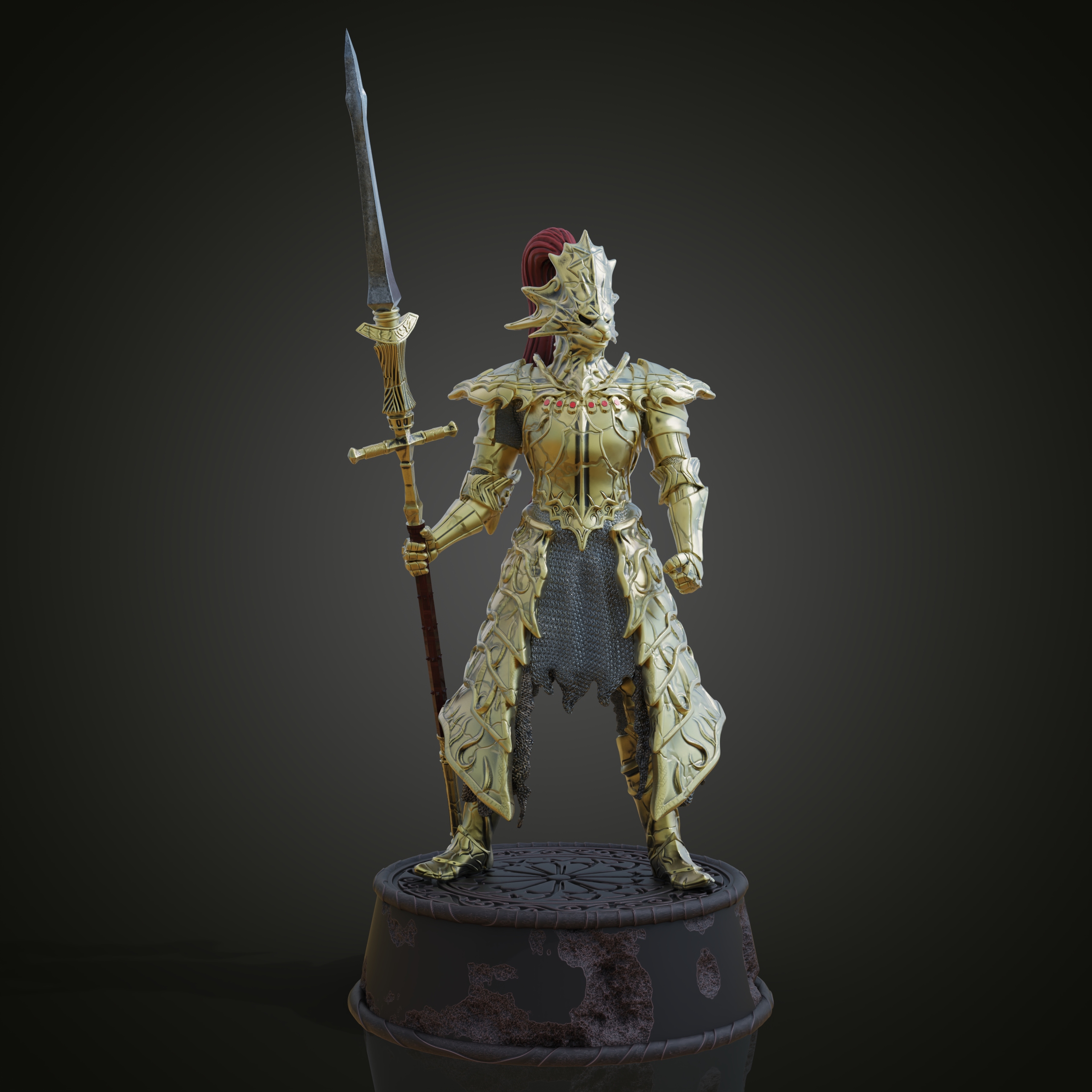 Drakeblood Knight bust - Dark Souls 2 (Pre-Supported) - 3D model