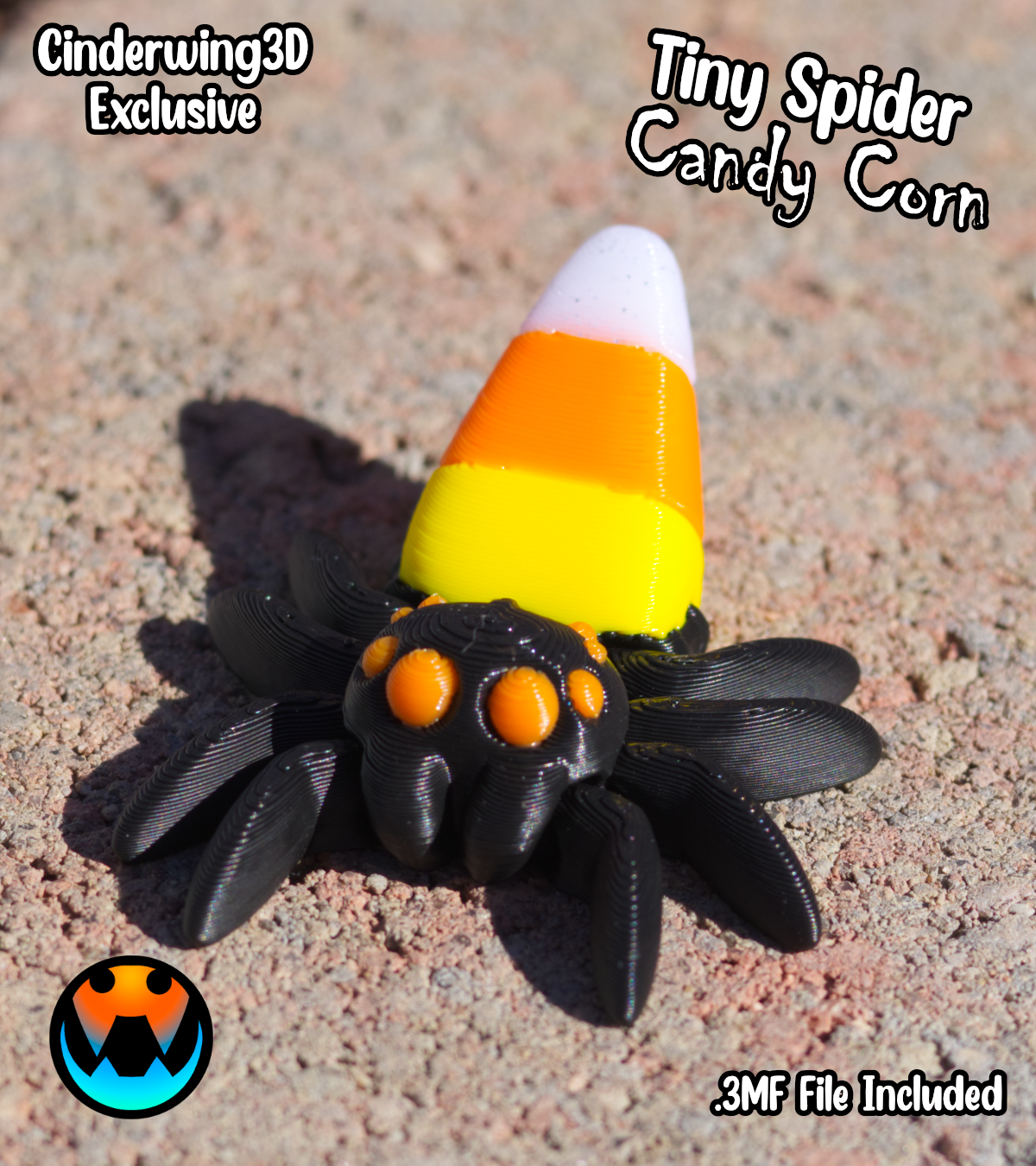 Tiny Spider - Candy Corn, 3D printed in Wentzville MO