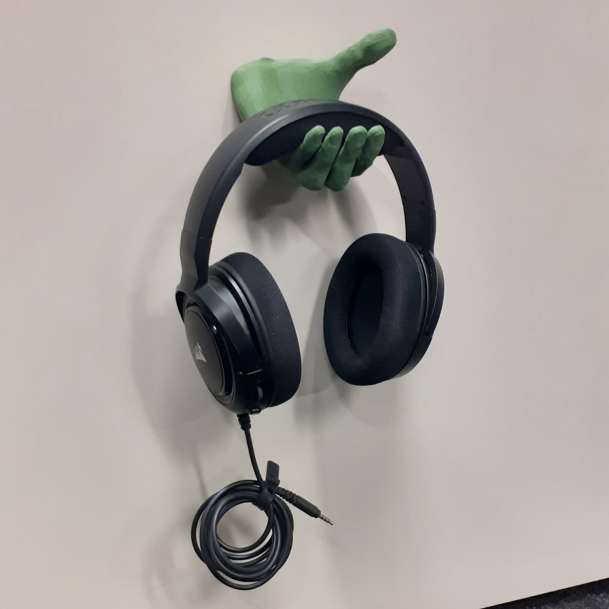 Hand style Headphone wall mount holder NO SUPPORTS REQUIRED