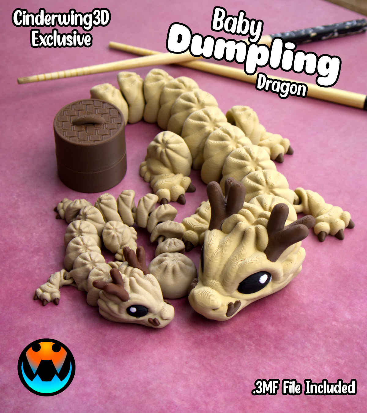 Baby Dumpling Dragon, 3D printed in Wentzville MO