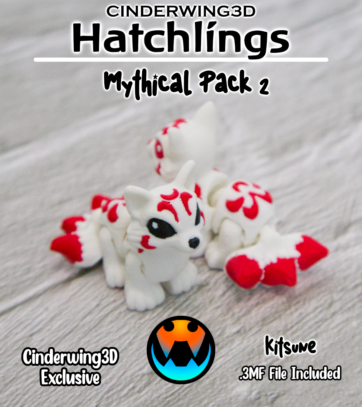 Kitsune - Hatchling, 3D printed in Wentzville MO