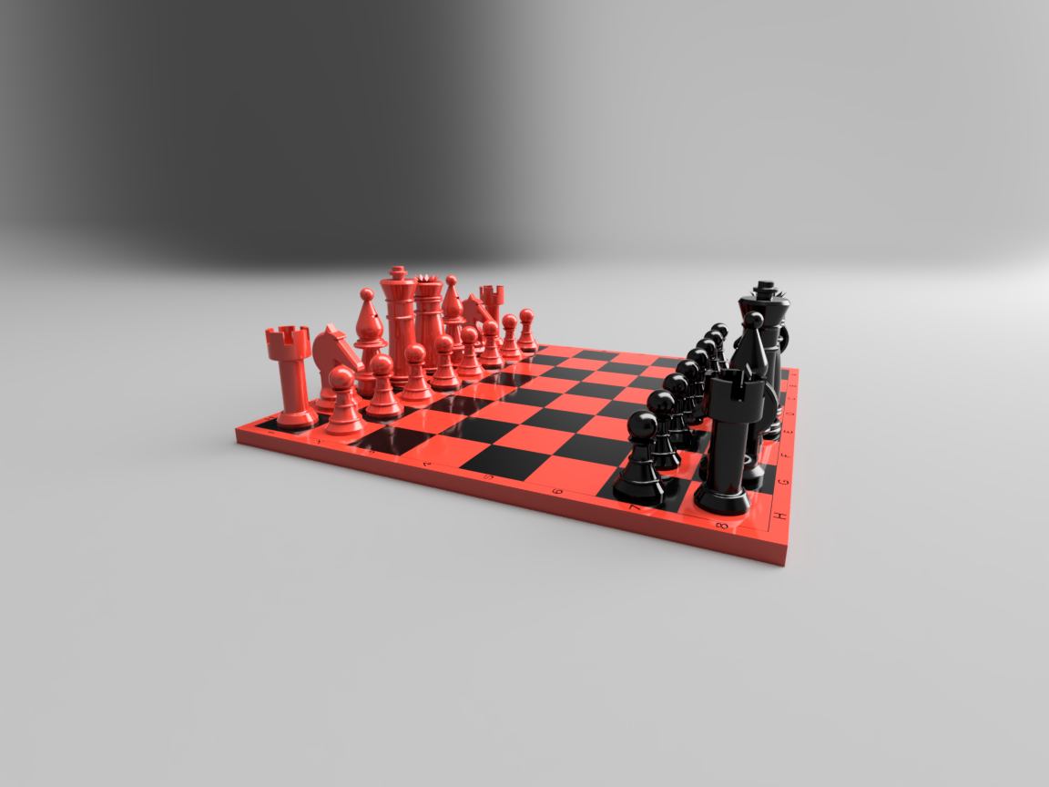 Chess Board 3d Model Of A On Black Background Backgrounds