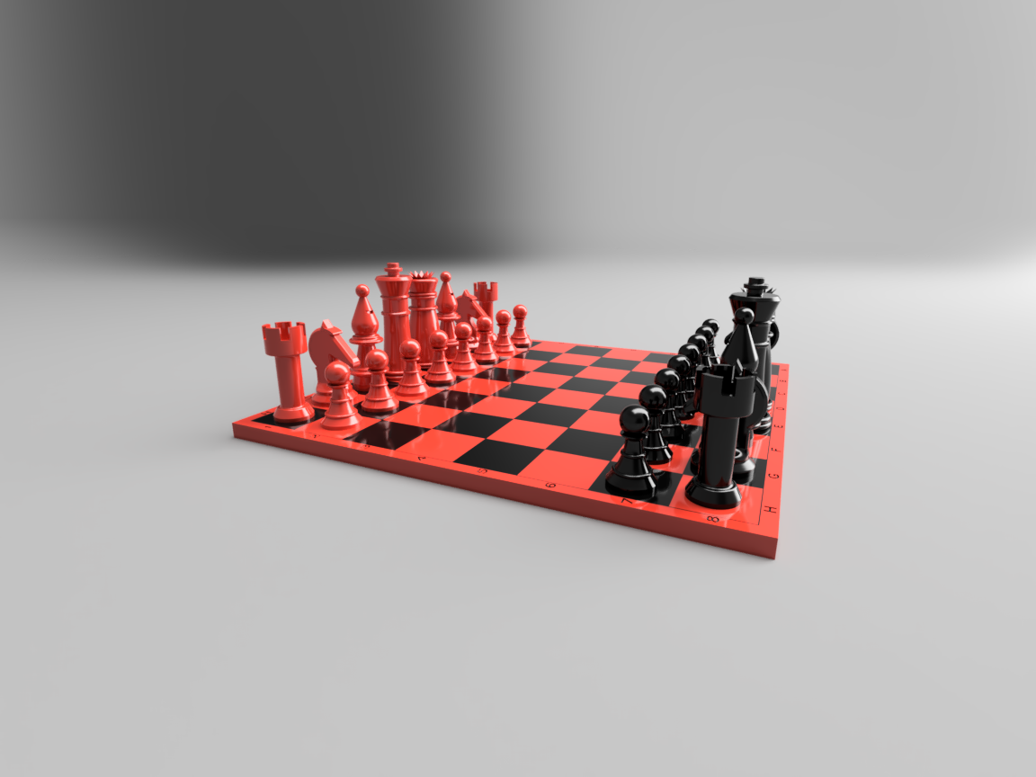 Boxing Themed 3D Printed Recycled Material Chess Board - in Red and Black