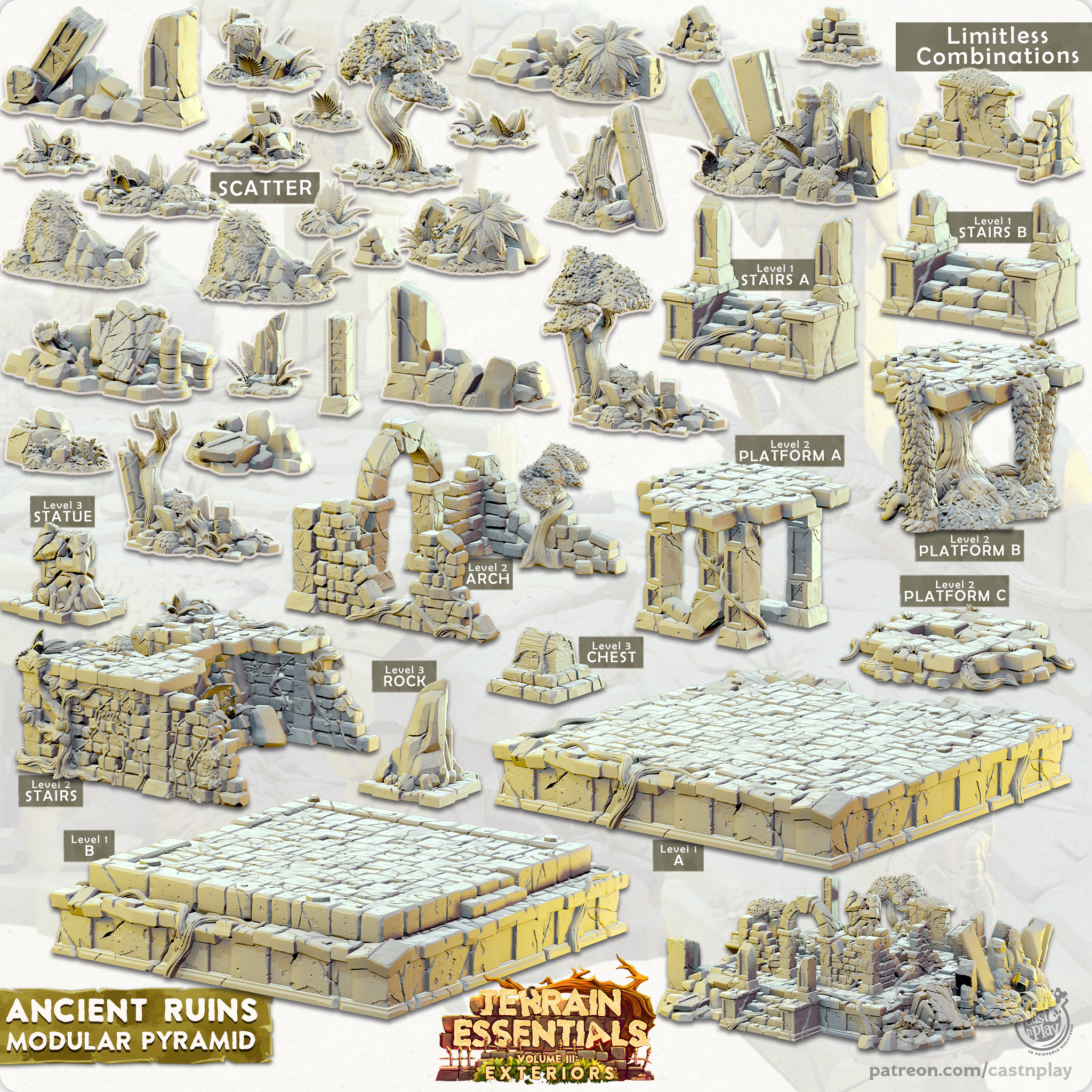 Ancient Ruins Set (Pre-Supported) - 3D model by Terrain Essentials