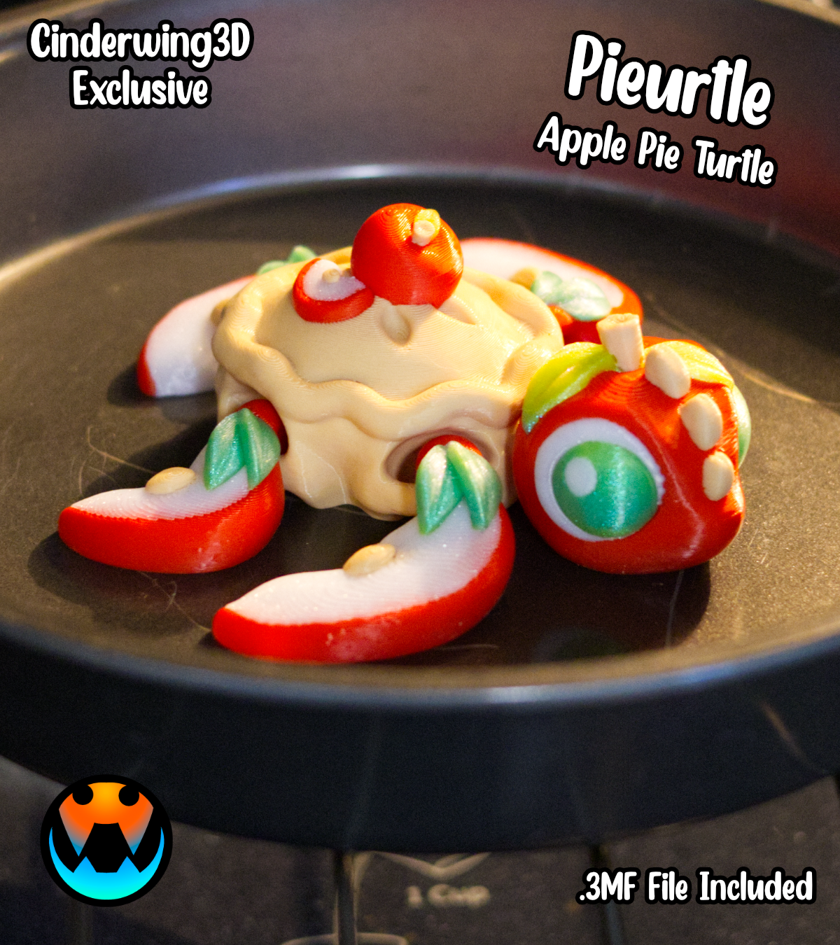 Apple Pie Turtle, 3D printed in Wentzville MO