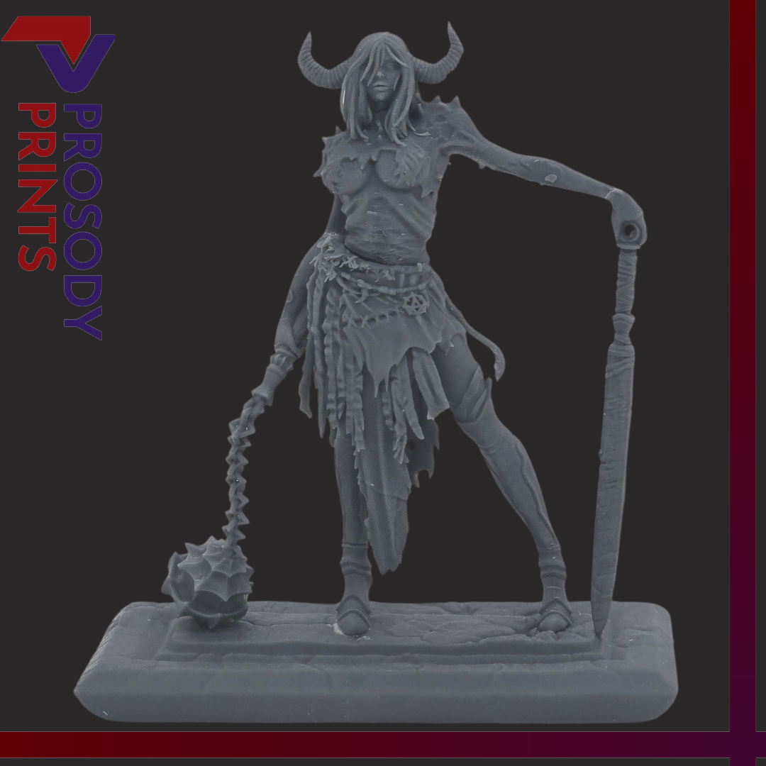 Demon Woman - 75mm 3D STL Model — view 5