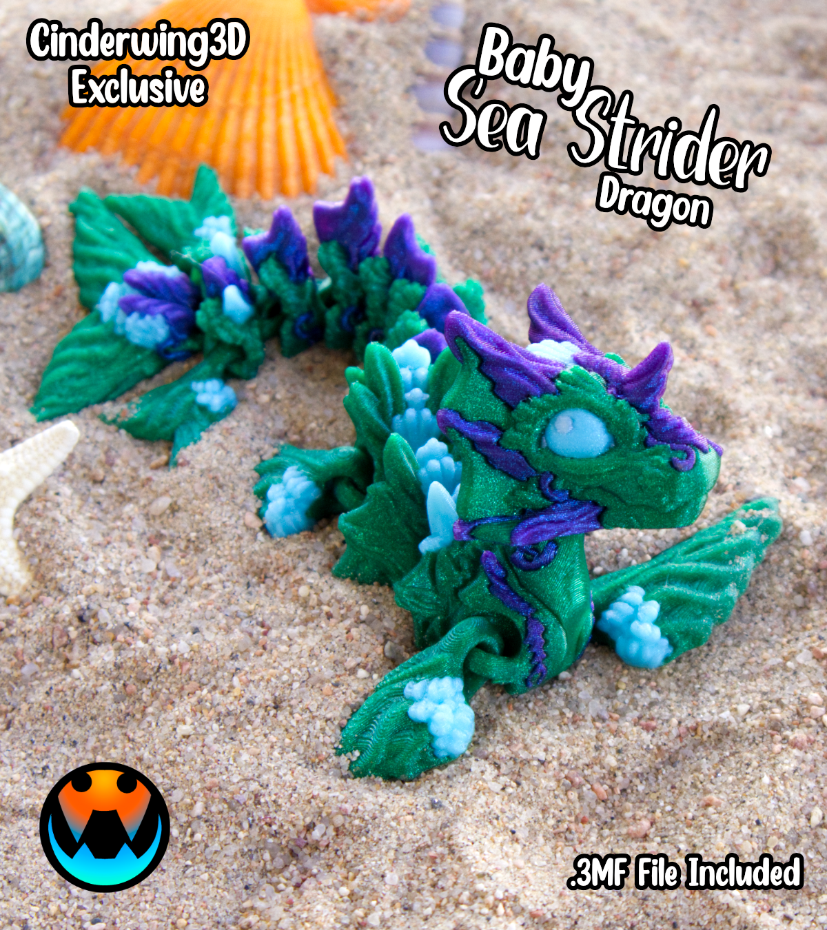 Baby Sea Strider Dragon, 3D printed in Wentzville MO